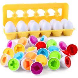 12pcs Baby Montessori Learning Education Math Toy Smart Eggs Puzzle Matching Toys Plastic Screw Nut Building Blocks For Children Best quality