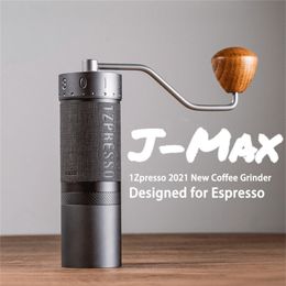 1ZPRESSO J-MAX Manual Coffee Grinder Hand Mill 48mm Coated Burr Designed For Espresso With A Unique External Adjustment 220509