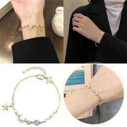 Link Chain Fashion Star Moon Bracelet Simple Crystal Personalized Elegant Accessories Great Birthday Gift For Women H9 Fawn22