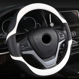 Steering Wheel Covers 6Colors Car Cover Micro Fiber Leather M Size Fit 96% Cars Splicing Color With Breathable Holes Easy InstalSteering