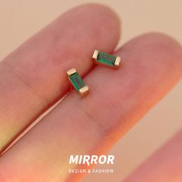 Stud Rectangular Emerald Cz Earrings Square Studs Dainty 18K Gold Tiny Minimalist For Women Girls Stacking JewelryStudStud