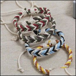 Charm Bracelets Jewellery Simple Handmade Women Men Ethnic Style Braided Rope Colorf Lovers Bangle Party Clu Dhynn