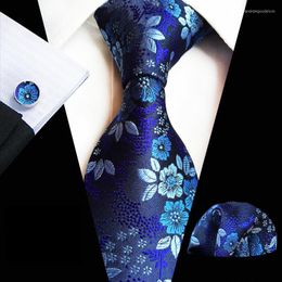 Bow Ties Fashion Tie 8cm Silk Men's Luxury Floral Pocket Square Cufflinks Brown Jucquard Necktie Suit Men Business Wedding PartyBow