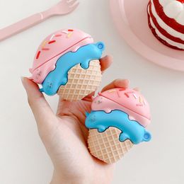 3D Cute Cartoon Cat Ice Cream Headphone Accessories Shockproof Protective Soft Silicone Case For AirPods 1 2 Pro 3 Bluetooth Airpods3