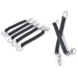 Keychains 2PCs Practical Retractable Plastic Elastic Rope Key Ring Security Gear Tools For Outdoor Camping Anti-lost Phone Spring KeychainKe