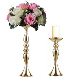 decoration Gold Candle Holders/Stands 50cm/32cm Stand Flowers Floor Vase Metal Candlestick Candelabra Wedding Centrepieces Deco