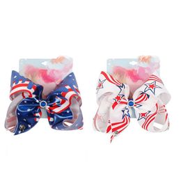 7 2020 Inch Hair Bows Barrettes European American Flags Hairpins Kids Boutique Hairclip Baby Accessories For Independence Day