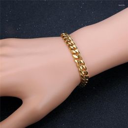 Link Chain Mens Bracelet Simple Punk 4/7mm Gold Colour Cuban Bracelets For Women Men Wrist Jewellery Braslet 2022 Fawn22