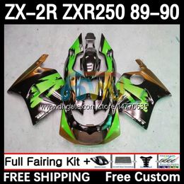 Full Body Kit For KAWASAKI NINJA ZX 2R 2 R R250 ZXR 250 ZX2R ZXR250 1989 1990 Bodywork 8DH.26 ZX-2R ZXR-250 89-98 ZX-R250 ZX2 R 89 90 Motorcycle Fairing Green black