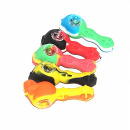 new silicone tobacco pipes spoon hand pipe glass water pipes bubblers for smoking