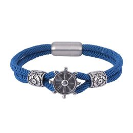 Charm Bracelets Navy Style Mixing Knot Milan Rope Stainless Steel Magnet Buckle Outdoor Compass Men Jewellery Pulseras BB1159