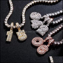 Pendant Necklaces Pendants Jewelry Hip-Hop Number Alphabet Initial Letter Fashion Wholesale Jewellery Zircon Diamond Twist Chain Necklace