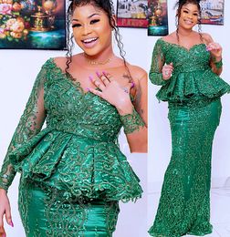 2022 Plus Size Arabic Aso Ebi Hunter Green Mermaid Prom Dresses Luxuirous Beaded Evening Formal Party Second Reception Birthday Engagement Gowns Dress ZJ678