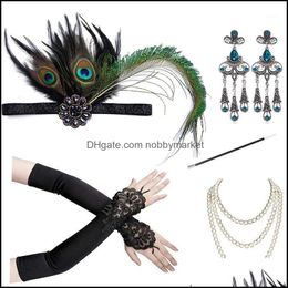 Pendant Necklaces Pendants Jewellery 1920S Flapper Accessories Costume Set 20S Headband Gloves Cigarette Holder Necklace For Women Prom1 Dro