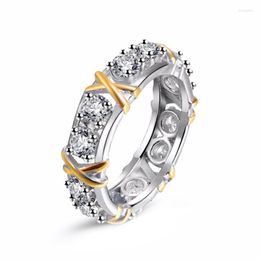 Wedding Rings For Women Party Anniversary Engagement Gifts Creative X-shaped Hollow Diamond Ladies Classic Simple RingsWedding Rita22