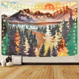 Sepyue Mountain Carpet Wall Hanging Wall Rugs Wall For Home Room Trippy Dorm Decor Blanket Abstract Landscape Forest Hippie J220804