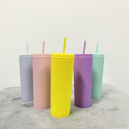 Fast ship 19oz 20oz acrylic tumbler double wall plastic tumblers skinny tumblers matte Colours mixed with lid and straw