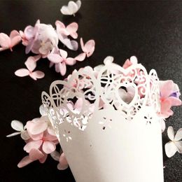 Party Decoration 50pcs Laser Cut Love Heart Lace Laying Candy Wedding Favours Confetti Cones Paper Cone Supplies Giftb