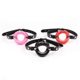 Rubber Open Mouth Gag For Woman & Adult Fetish sexy Products Genuine Leather BDSM Bondage Lips O Ring Toys for Couples Beauty Items