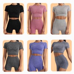 Gym Set Women Sportwear Yoga Suit for Fitness Sport Outfit Woman Seamless Leggings Sports Shorts Top Workout Clothing 220330