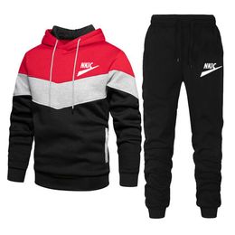 Tracksuits Men 2022 Cotton Hooded Outerwear Hoodie Set Brand Jacket+Pants 2 Pieces Casual Fitness Gyms Male Sportswear Suit S-3XL