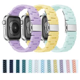 Candy Colored Three Bead Strap For Apple Watch Bands 44mm 42mm 40mm 38mm With Silver Buckle Bracelet Iwatch Series 7 6 Se 5 4 3 Watchband Smart Accessories