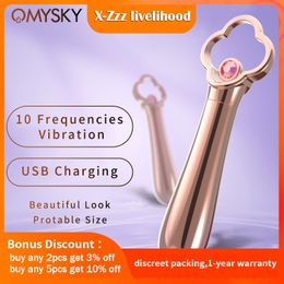 10 Frequency Discreet Vibrators For Women Clitoris Powerful USB Charge Female Self Pleasure Metal Vibrating Dildo Adult sexy Toys