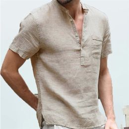 Summer Men's Short-Sleeved T-shirt Cotton and Linen Led Casual Men's T-shirt Shirt Male Breathable S-3XL 220504