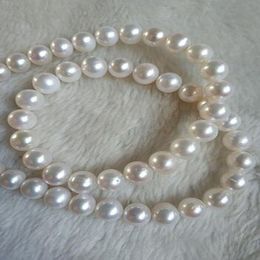18" Stunning AAA 9-10mm real natural south sea white pearl necklace 14k Gold