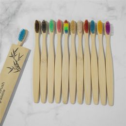 Natural Bamboo Toothbrush Eco-Friendly Disposable Toothbrush Individually Kraft Paper Bag Packaging