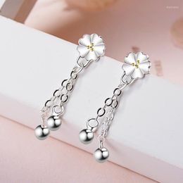 Stud Fashion Plum Flower Chain Bead Earring 925 Sterling Silver Earrings For Women W Party Jewellery Girl GiftsStud Moni22