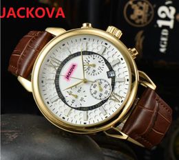 high quality full functional six stiches watches 42mm japan quartz movement men watch waterproof leather President stopwatch man TOP Fashion Luxury wristwatch