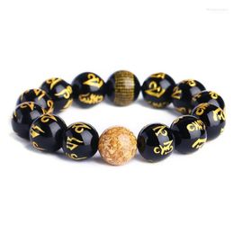 Beaded Strands Black Obsidian Bracelet 10-16mm Round Men 2022 Jewellery Charm1