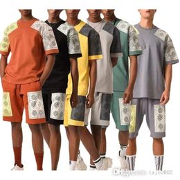 Men's 2022 Summer Mens Shorts Sports Tracksuits Designer Short Sleeves Printed Casual T-shirt Jogger Suits Plus Size Sportwear 0z78