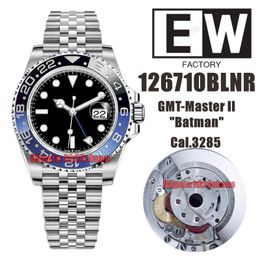 EWF Top Quality Watches 126710BLNR 40mm GMT 904L SS Batman Ceramic Bezel Cal.3285 Automatic Mens Watch Black Dial Stainless Steel Bracelet Gents Wristwatches