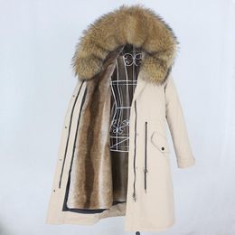 Women's Fur & Faux X-long Parka Waterproof Winter Jacket Women Natural Raccoon Hood Real Coat Detachable StreetwearWomen's Women'sWomen's