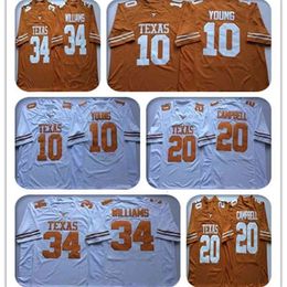 Chen37 Cheap NCAA Vintage Texas Longhorns College Jerseys Football 10 Vince Young 34 Ricky Williams 20 Earl Campbell Yellow White Stitched Jersey