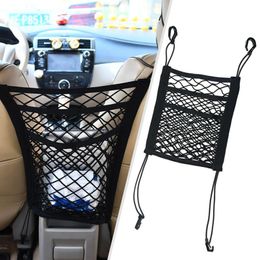 Car Organizer Trunk Seat Back Elastic Mesh Net Bag Storage Pockets Cage Grid Pocket Holder Mess Box BagsCar