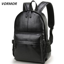 VORMOR Brand Men Backpack Leather School Bag Fashion Waterproof Travel Casual Book bag Male 220329