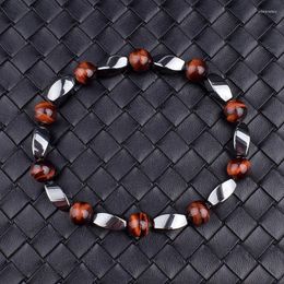 Beaded Strands Natural Tiger Eye Hematite Men Bracelets Magnetic Health Protection Balance Beads Women Reiki Healing Jewelry Gift Inte22