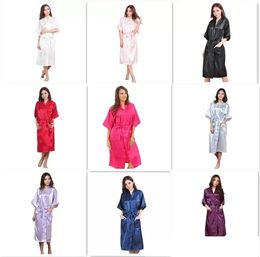 Fashion Women's Solid Silk Kimono Robe for Bridesmaids Wedding Party Night Gown Pajamas
