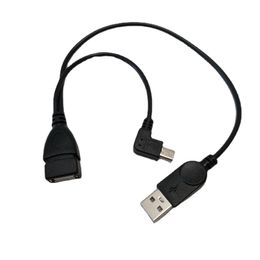 90 Degree Right Angled Micro USB Male Host OTG Cable W/ Power Cable for Tablet Cellphone and External Hard Drive