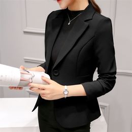 Black Women Blazer Formal s Lady Office Work Suit Pockets Jackets Coat Slim Femme 220801