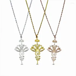 Pendant Necklaces Gold Sliver Color Lotus For Women Vintage Flower Necklace One Piece Women's Neck Chain Choker Jewelry GiftPendant Godl