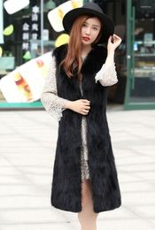 Women's Fur & Faux Women's Real Genuine Natural Raccoon Vest Fashion Long Gilet Custom Any SizeWomen's
