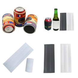 Sublimation Neoprene Can Cooler Holder White Blank Heat Transfer Cup Holders 3.3*9.2inch Single Side For Sublimating By Air A12