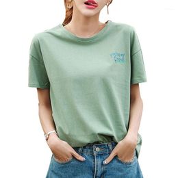 Women's T-Shirt Volocean 2022 Cotton Woman T Shirt Letter T-shirts For Women Female Summer Loose Top Tee O-neck Plus Size