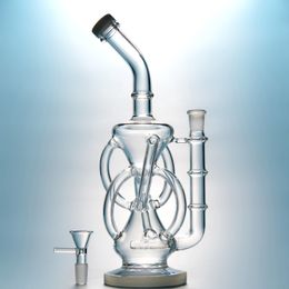 Unique Hookahs Recycler Inline Perc Percolator Glass Bongs Dab Oil Rigs 14mm Female Joint JSmoking Acessories Bowl DGC1236