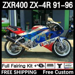 Full Body Kit For KAWASAKI NINJA ZXR 400 CC ZX-4R ZXR400 91 92 93 94 95 96 Cowling 12DH.18 ZX4R 400CC ZX 4R ZXR-400 1991 1992 1993 1994 1995 1996 ABS Fairing red blue