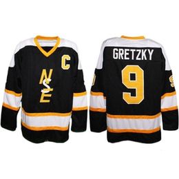 Nikivip Brantford Nadrofsky Wayne Gretzky #9 Black Green Retro Ice Hockey Jersey Men's Stitched Custom Number Name Jerseys